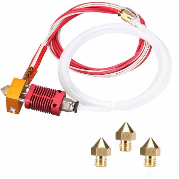 3D-tulostin suutin sarja MK8 Hotend sarja yhteensopiva Alfawise U20 U30 Creality Ender 3 Koottu MK8 Extruder Hot End sarja 0,4 mm suuttimella 24V 40W