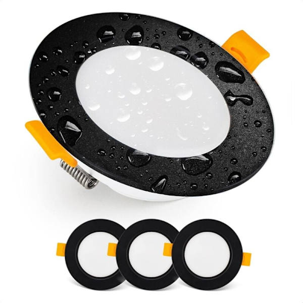 LED Indbygget Downlight LED Loft Spots IP54 til Badeværelse, Vådrum, Varmt Hvidt 3000K Sæt af 3 Ekstra Flade Runde LED Spots 7 Watt (7W) /