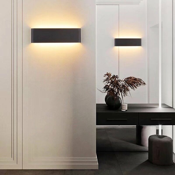 Indendørs væglampe LED Sort 31CM Varmt Hvid Vægslampe 20W 3000K Moderne til Soveværelse Stue Trappe Gang Badeværelse