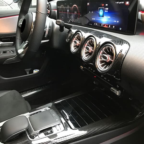 För A-klass W177 A180 2019 2020 Bilfiber Centralstyrning Luftkonditionering Ventil Skydd Trim Panel