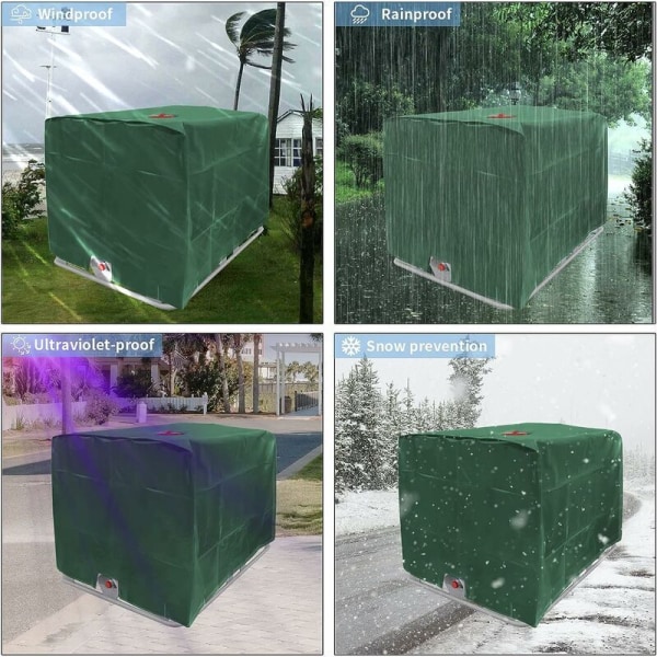 Vesisäiliön cover, IBC-säiliön cover 1000L säiliölle, vesisäiliön säiliön cover, pölytiivis, UV-suojattu, sateenkestävä, 120x100x116cm (vihreä)，Starli