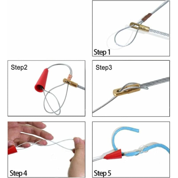 5 stk fiskestangfester, universell kabeltrekk kabeltrekker kabelinnsettings- og uttrekningsverktøy