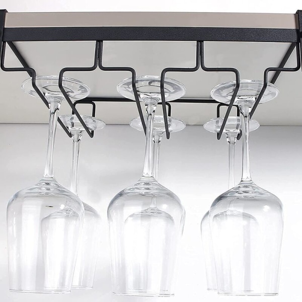 Vinställ för underskåp, 3 rader hängande ställ för vinglas, förvaringsställ för vinglas i metall för kök, bar, etc.