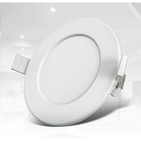 Set med 3 infällda spotlights, speciellt för badrum IP44, skyddad mot stänkvatten, ultraflat, Ø115mm, 6W LED-moduler, varmvit belysning