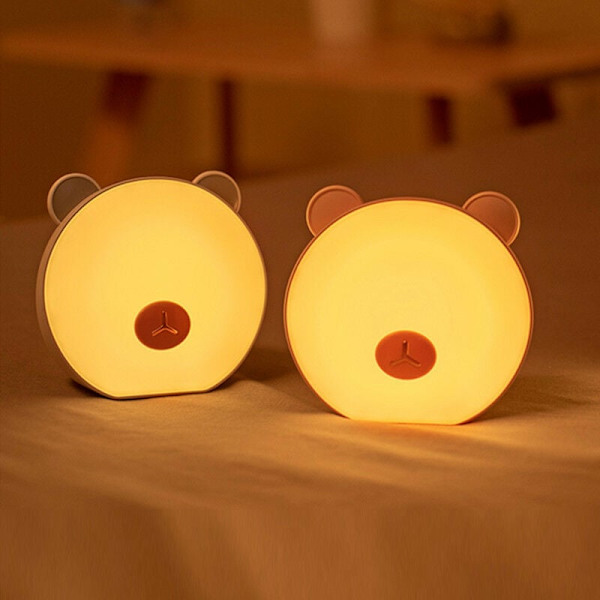 Lille Bjørn LED Nattelys Tryk Sensor Led Lampe Tre-Niveau Farvetemperatur Soveværelse Sengelampe Børnegave, Grå