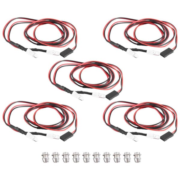 5 stk 2 LED 5mm RC frontlykter LED-lys tilbehør for 1/10 Drift Model Car Vehicle, Blå