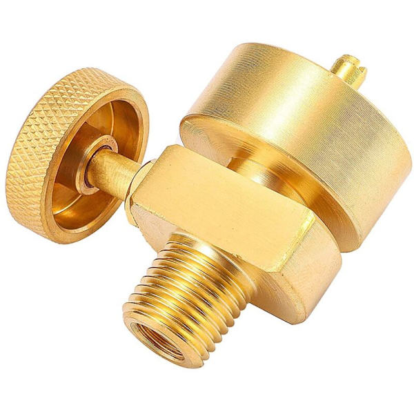 1 lb messingpropan gascylinderflaske adapterventil + 1/4\" NPT han og M8X1 gevind til BBQ ildsted
