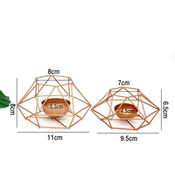 2 stk geometriske serie lysestaker telys gull lysestake dekor midtpunkt