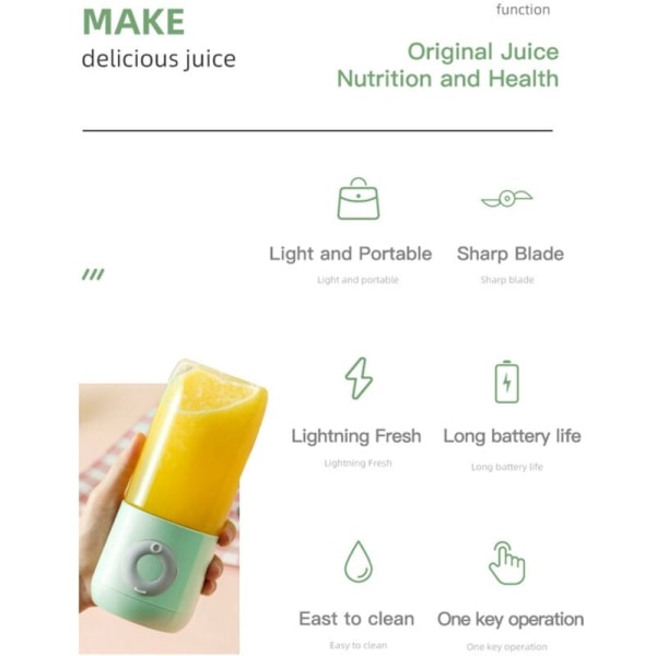 500ML Bärbar Blender 6 Blad Mini Juicer USB Elektrisk Blender Fruktjuicer för Frukt och Grönsaker Juicer Maskin-C
