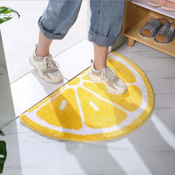 Kodin sisäänkäynnin matto puolipyöreä keltainen valkoinen ovimatto pölytiivis matto liukumaton imukykyinen kylpyhuonematto lasten kylpyammematto, 40*60 cm