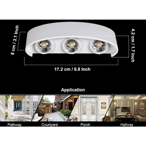 Modern LED Vägglampa 6W Varmvit [Energiklass A+] för Badrum Veranda Sovrum Korridor Vardagsrum Trapphus - Vit - RWLighting / inredningsbelysning