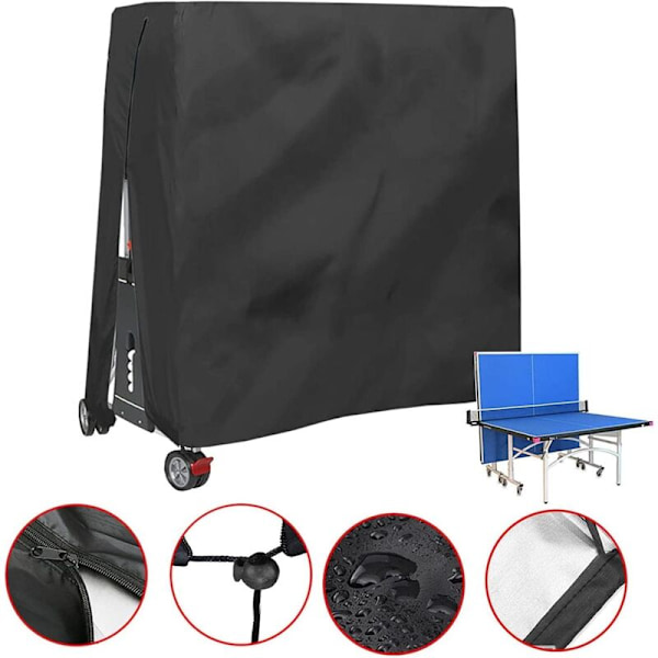 Udendørs bordtennisbordcover PVC-belægning ventilationsåbninger - Vandafvisende presenning til bordtennis, UV- og vejrbestandig - 185x165x70 cm Bla