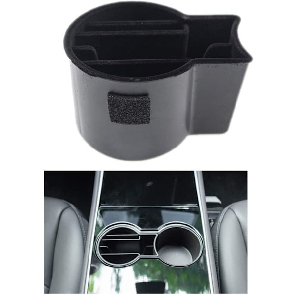 Model 3 Center Container Kopholder Konsolbeholder Center Opbevaringsboks Bilkort Slot Abs Sort Flocking