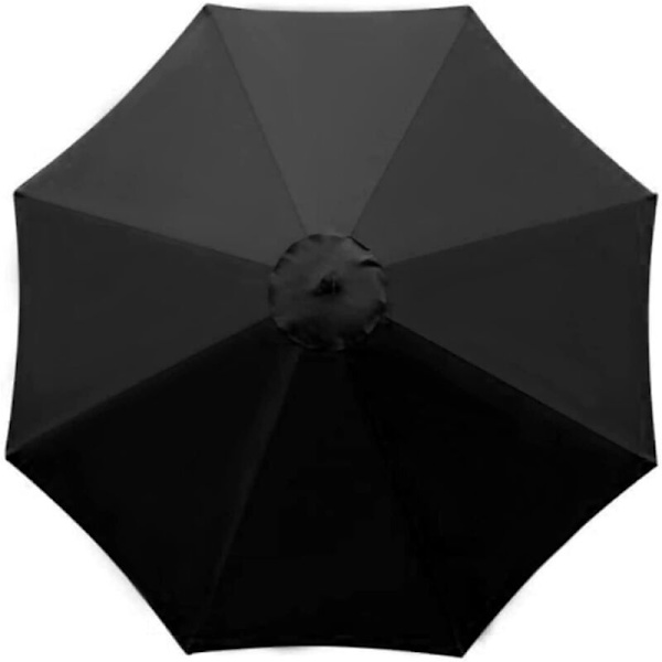 Parasol-erstatningsbetræk, 8 ribber, 3 m, vandtæt, anti-UV, erstatningsstof, sort