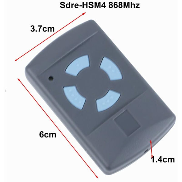 Sdre HSM4 868 MHz Garasje Fjernkontroll med 4 Knapper Blå Farge Erstatter Hormann 868 MHz Sendere HS4 HSM2 HSP4 868 HS1 868 Tubauto HSM4 868 Tu