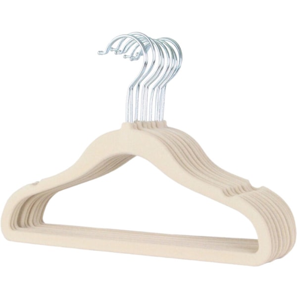 Beige Standard Flocked Klesorganisator Hengende Henger for Barn, Ultratynn med U