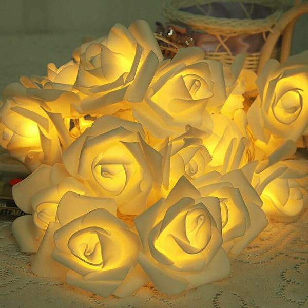 Luminous Rose 3M 20 LED-ljus Batteridriven Blomdekoration Romantisk Atmosfär för Inomhus Hem Trädgård Sovrum Bröllop Fest Alla hjärtans dag