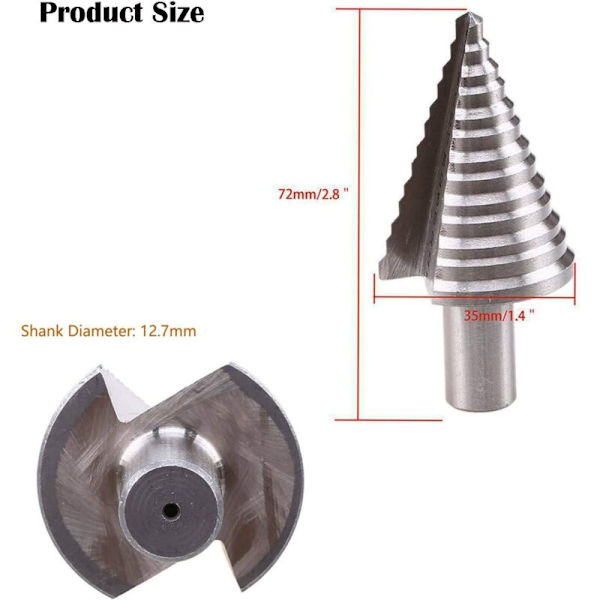 Trinkeglebor, 13 Trin 5mm-35mm HSS Trinkeglebor 4241 Trinkeglebor Titan Hulskærer Værktøj Kegle Spids Hexagon Punkt HSS Værktøjssæt til Stål