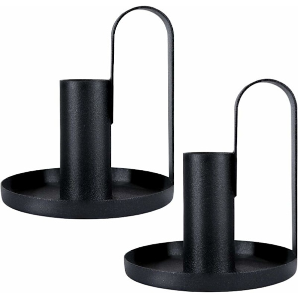 2 st Ljusstakar, Retro Järn Ljusstakar Svarta Ljusstakar Ljusstativ för Koniska Ljus Passar Bröllop Matrum Fest Bar Kit