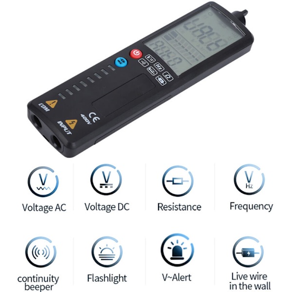 Portabel Superliten Mini Intelligent Digital Multimeter Spänningsdetektor LCD Beröringsfri Pennkontinuitetstestare