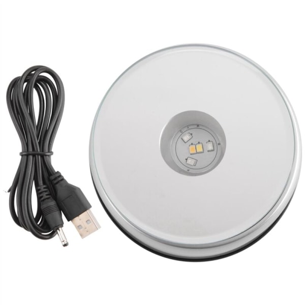 Näyttöalusta kidelasitaiteelle, värikäs pyörivä LED-kidealustan jalusta USB-kaapelilla