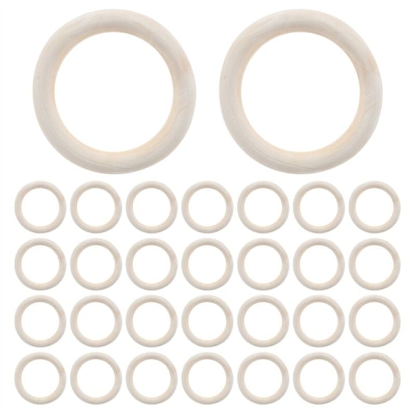 30 st 70 mm träringar, träring träcirklar för DIY-hantverk, makraméväxthängare, prydnader och tillverkning