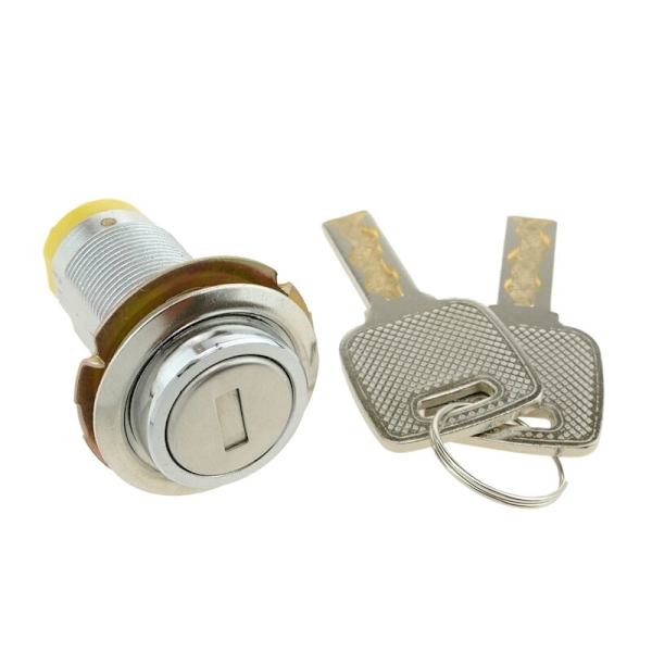 Fatløse kamlås 37mm x M18 med flat nøkkel og gul bryter