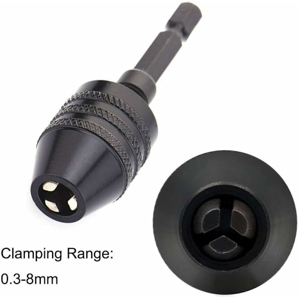 Nyckelfri Borrchuck Konverteringsverktyg 0,3-8mm Snabbväxling Skruvmejsel Adapter Konverterare med 1/4 Tums Hexskaft