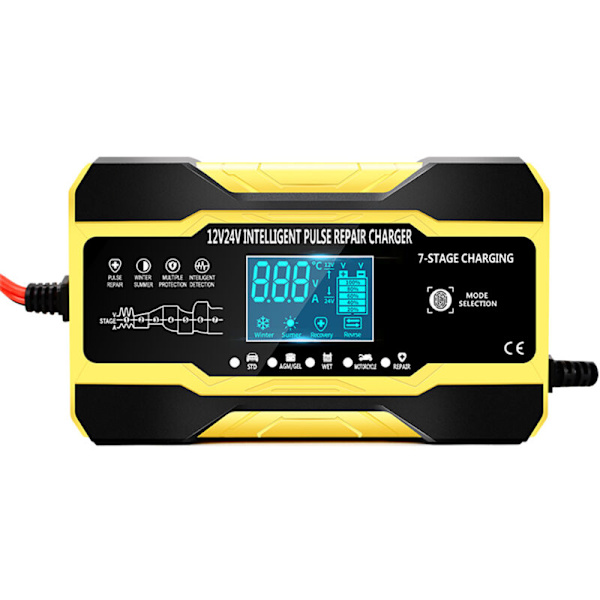 12V/10A 24V 5A Automaattinen älykäs auton akun laturi LCD-näytöllä Pulssin korjaus autoon, veneeseen, SUV:hen EU-pistoke