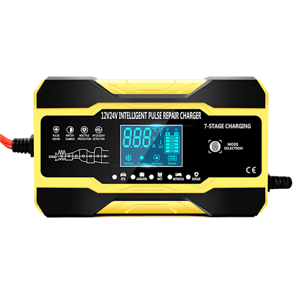 12V/10A 24V 5A Automatisk smart batteriladdare för bil med LCD-display Pulsering reparation för bil, båt, SUV EU-kontakt