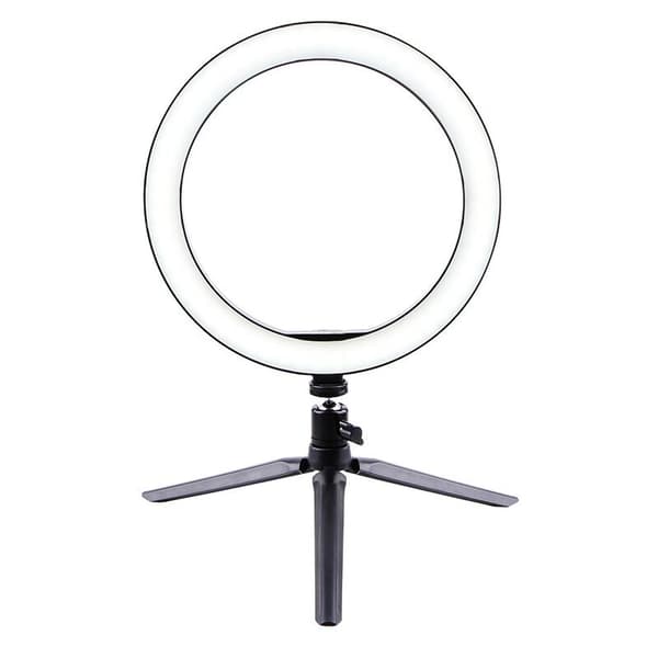 Dæmpbar LED-ringlys med stativ USB-skrivebordstelefonholder Selfie RingLight-lampe til Youtube-makeup