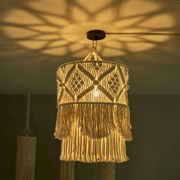 Lampskärm Väggbonad Handgjord Bohemia Makramé Boho Dekor Hantverk Tassel Gobeläng Bakgrund Sänggavel Väggdekoration