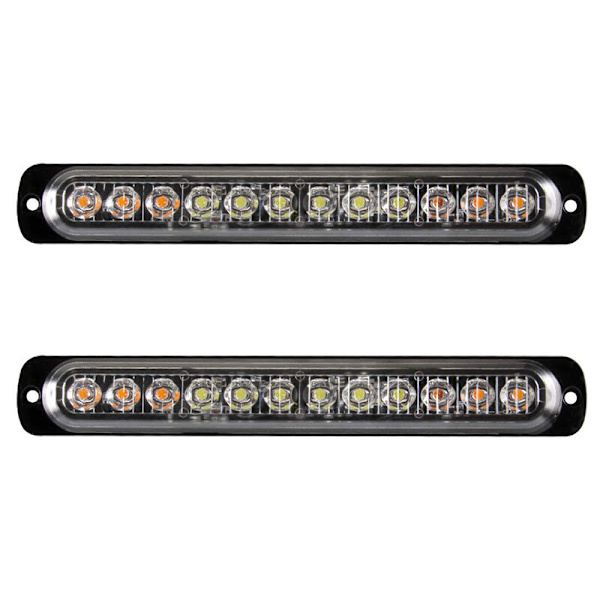12 LED Nødstrobe Lys Fare Advarselslys til Gule og Hvide Lastbiler Karosseri 12-24 Vandtæt Beacon Lys Bar-Pakke 2
