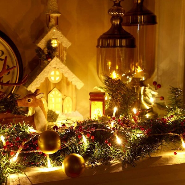Inomhus Julkula Ljus 2m 20 LED Julbär Pärlsträng Ljus för Jul Hus Mantel Dekoration, (Röd)-DENUOTOP
