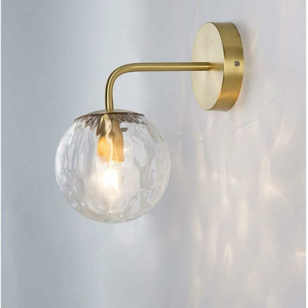 Modern vägglampa i glaskula från Nordeuropa, metallfäste i mässing, enkel vägglampa för vardagsrum, sovrum, korridor, gång, restaurang, café D