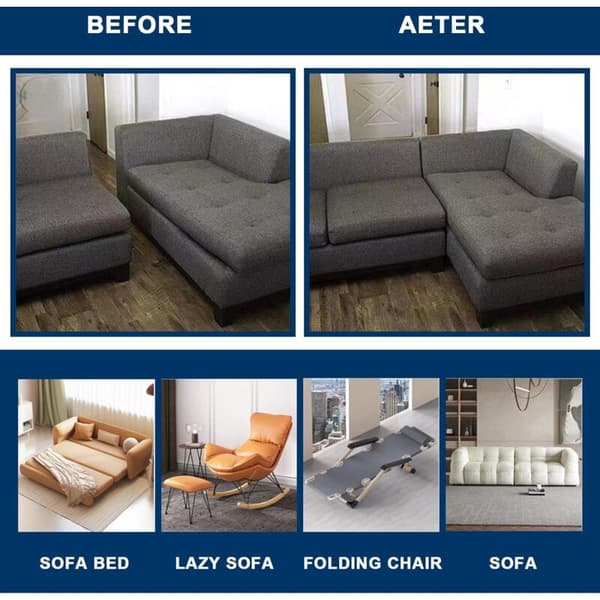 4 stk. Metal Snap Sofa-stik til møbler, tilbehør til hjem og have, sofaer 155x55mm Sølv