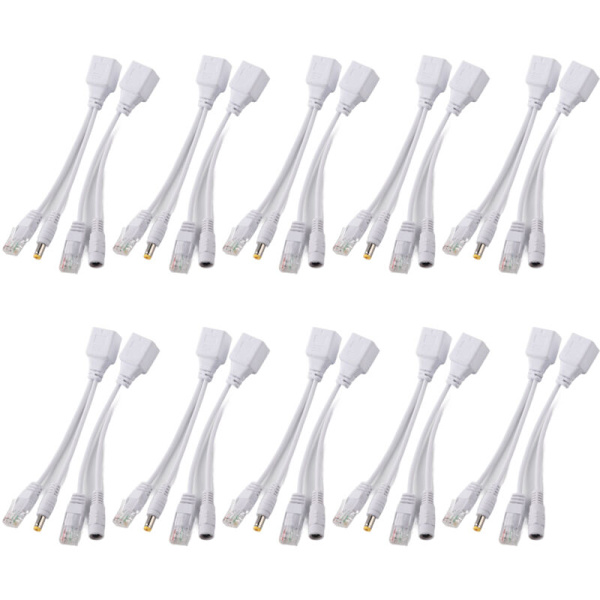 10 Par Poe IP Kamera RJ45 Ethernet Kabel Injektor Adapter DC 12V -