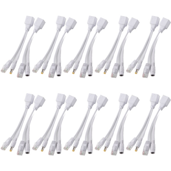 10 Paria Poe IP-kameran RJ45 Ethernet-kaapeli-injektorin sovitin DC 12V -