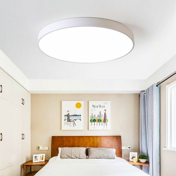 LED Taklampe, 18W 2300lm Taklamper, 3-trinns Dimbar, Moderne Veibelysning for Kjøkken, Skillevegg, Toalett, Veranda, Soverom, Vaskerom, Hvit