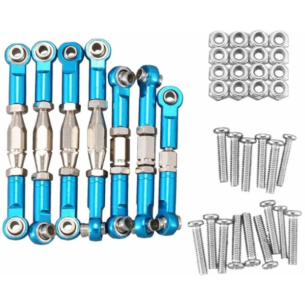 för WLtoys 144001 1/14 RC Bil Reservdelar Metall Servo Länkstång Styrstång Dragstång Stång Set, Blå