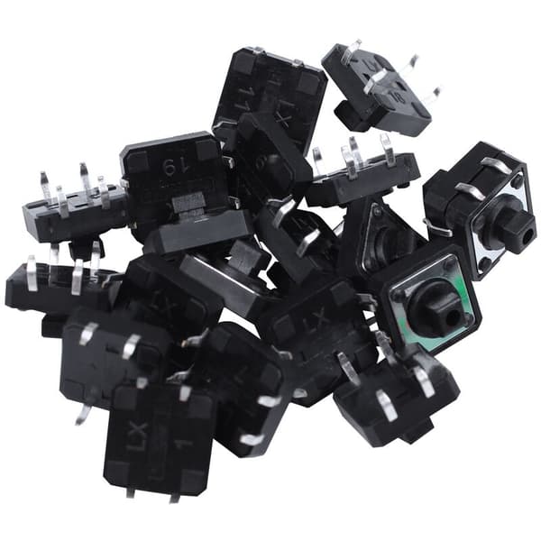 20 stk. 12mmx12mmx7.3mm 4P Immersion PCB Momentary Taktil Switch med hætter