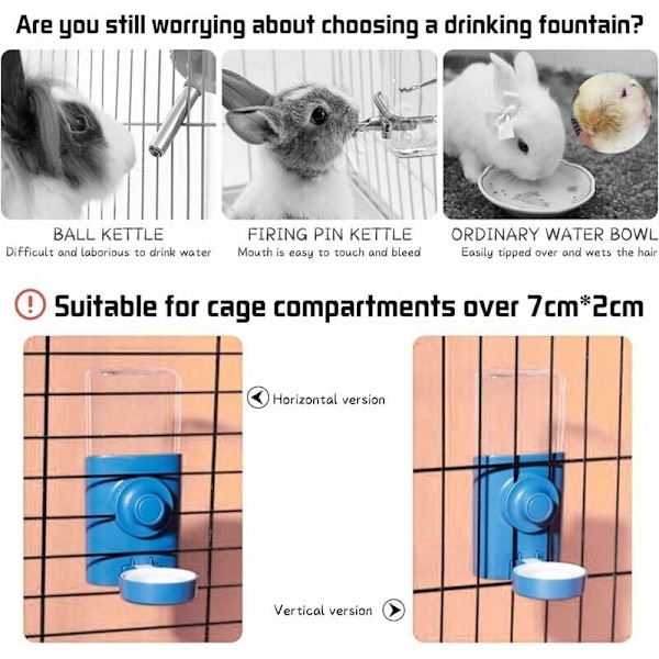 600 ml hängande kanin vattenfontän automatisk kanin vattenfontän hängande vattenfontän katt hamster kanin blå