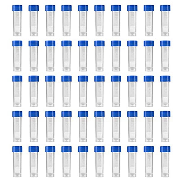 200 stk. 5ml Plastik Graduerede Flasker Opbevaringsbeholder Reagensglas med Skruelåg