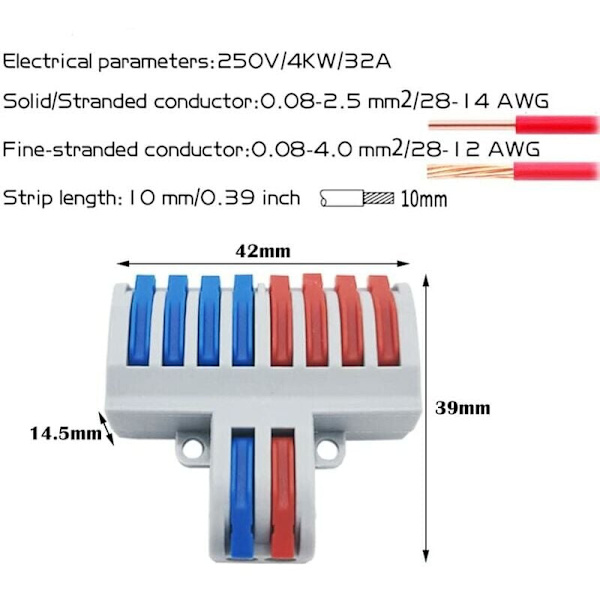 Forbindelsesstik, SPL-82 6 stk. elektriske stik, greb-møtrik ledningsstik, kompakt ledningsstik (2 ind 8 ud)