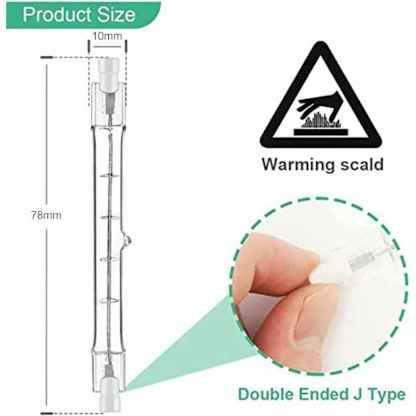 5-pack R7S halogenlampor 78 mm 80 W 230 V, R7S halogenstav 78 mm, halogenlampa r7s halogenstavlampa dimbar för byggstrålkastare, arbetslandskapsbelysning