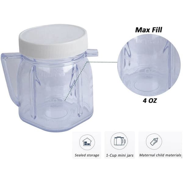 4937 Mini Osterizer Blenderburk Tillbehör, Mini Plastburkar Med Lock (1 Pack)