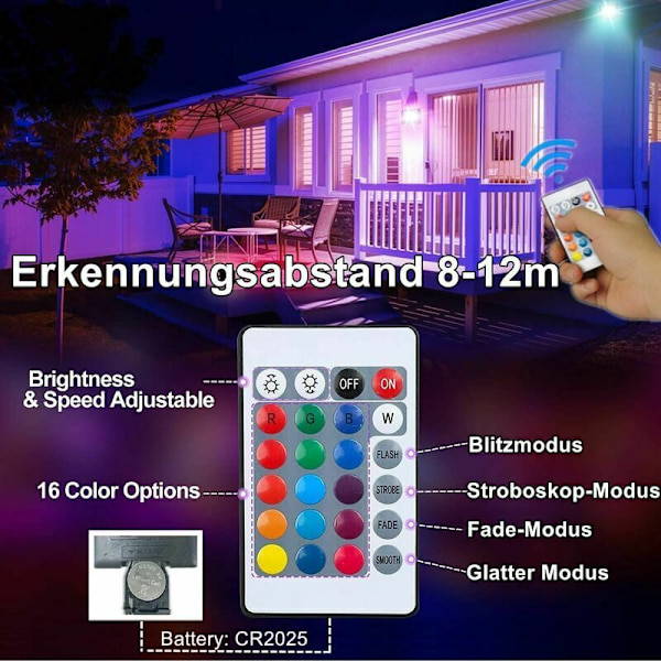 4 kpl himmennettäviä RGB LED-ulkovalaisimia, IP66 vedenkestävä kaukosäätimellä, 16 väriä, 4 valaistustilaa ulko- ja sisätiloihin