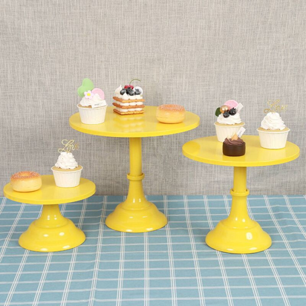 Metallkakestativ Rund Bas Dessertställ Cupcakesställ Bakverk för Födelsedag Bröllop Fest (Röd M)
