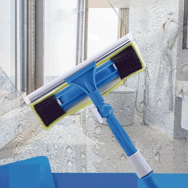 Lang Teleskopisk Vindusvasker Stang Mop Børst Glasskrape Universal Glasskrape + Støvboks