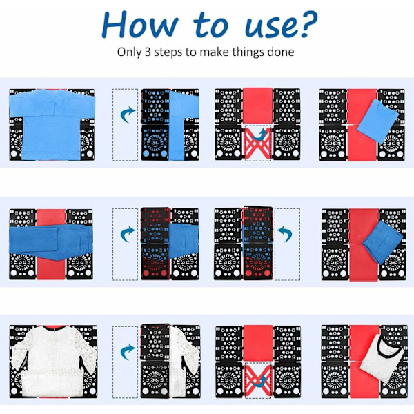 Vikbräda för Skjortor - Klädvikare Tvättsväska Barn Vuxen Kläder Skjorta T-shirt T-shirts 58 x 68 cm (Nordisk Blå & Safir)